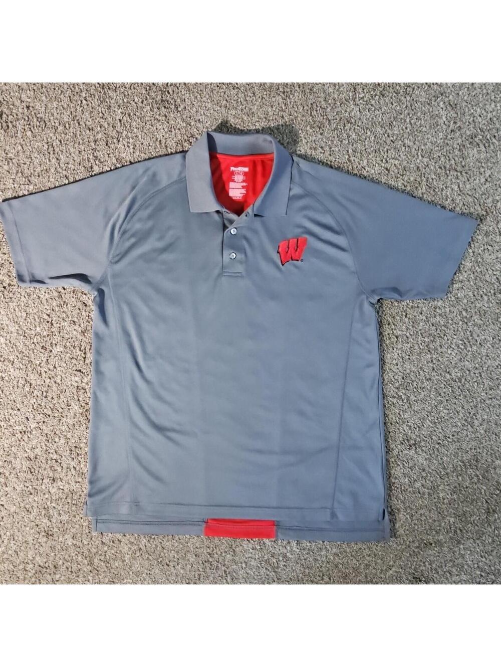 Pro Edge L WI Badgers Polo Small Stains